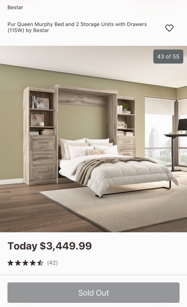NEW Queen Murphy Bed w Storage
