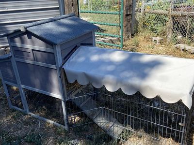 Wooden Chicken Coop with Attached Run and Nesting Box used