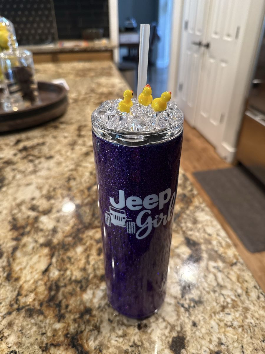 Custom "Jeep Girl" Purple Glitter Tumbler with Rubber Duckies and Straw