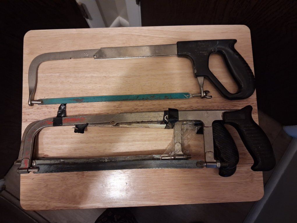 Vintage Adjustable Hacksaw Frame Lot of 2 with Blades