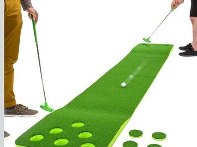 GoSports BattlePutt 11ft Golf Putting Green Game Set - 2 Putters, 2 Golf Balls, 12 Cup Caps