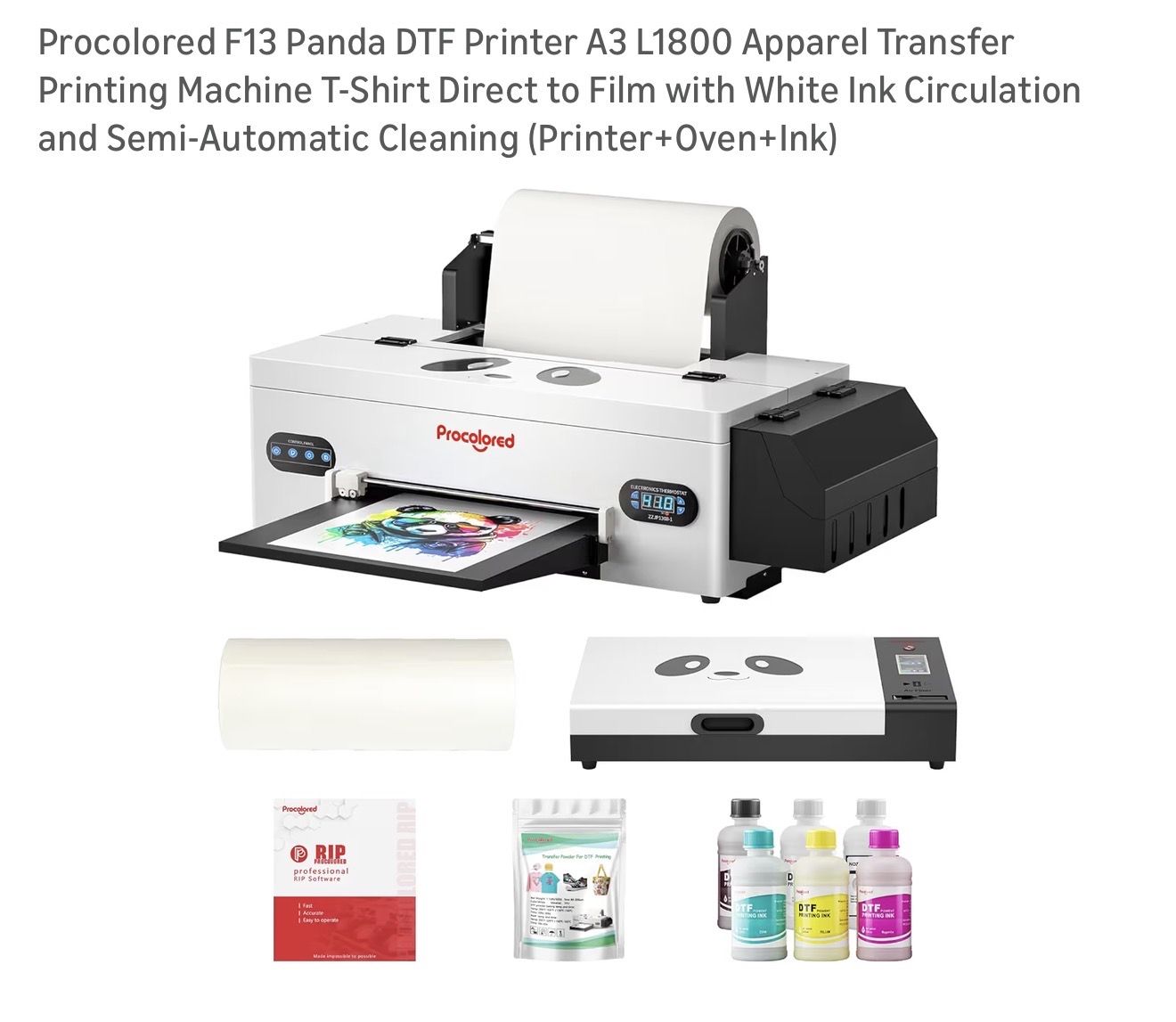 Procolored F13 Panda DTF Printer A3 L1800
