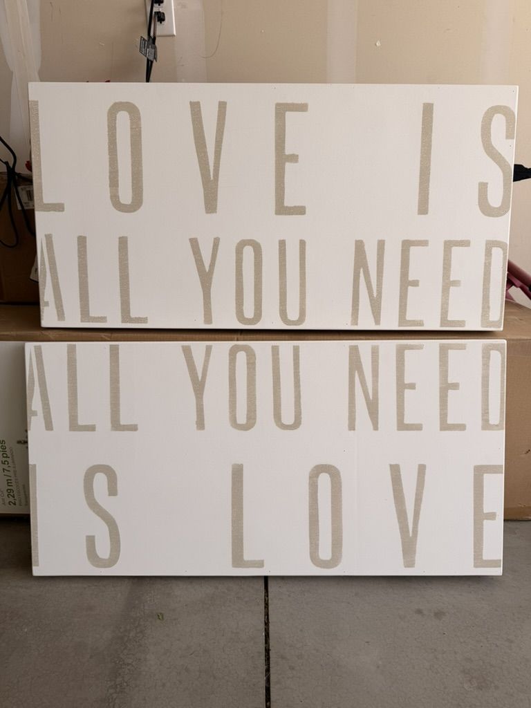 Sugarboo White & Beige 'LOVE IS ALL YOU NEED' Decorative Wall Art Sign - Modern Home Decor