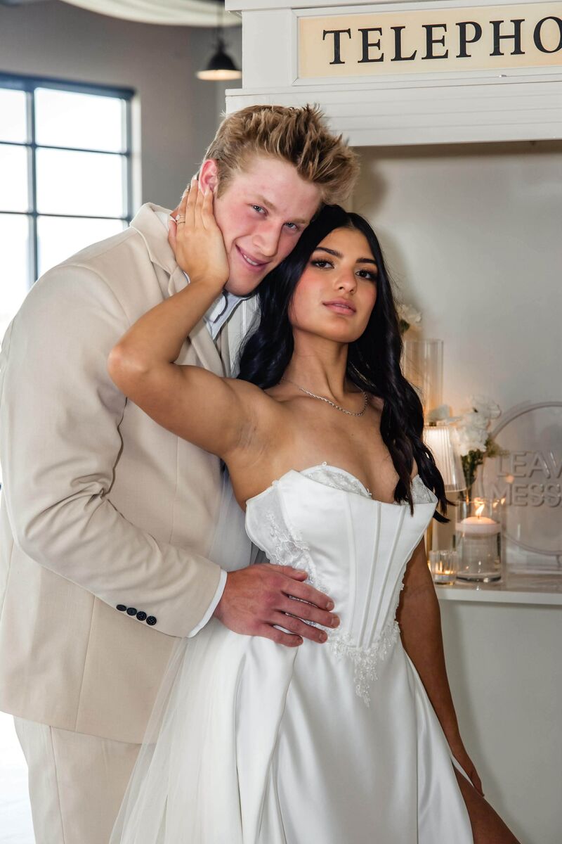 A Line Wedding Dress & Veil For Sale