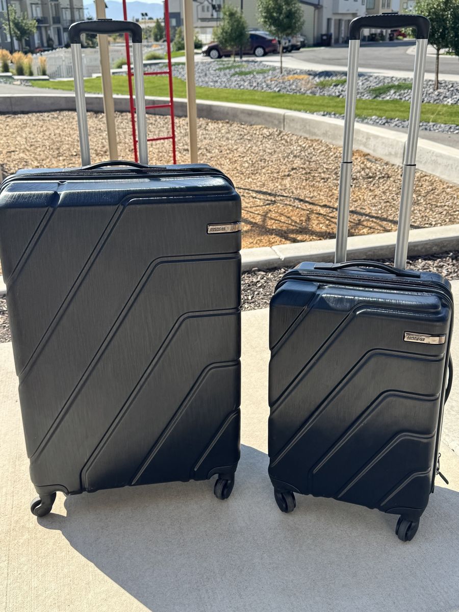 American Tourister Stratum X2 Hardside Spinner Luggage Set - 20" Carry-On & 24" Checked, Black