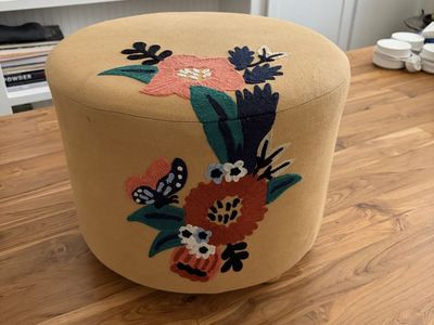 Grandin Road Embroidered Footstool