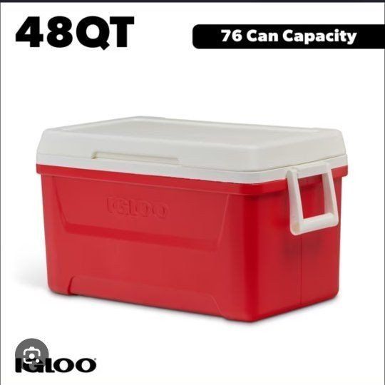 Igloo 48QT Red Cooler - 76 Can Capacity, Insulated Beverage Storage for Events & Outdoors