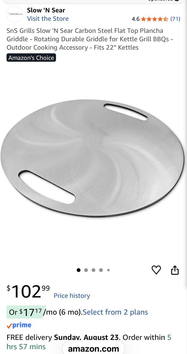 22 inch carbon steel flat top Plancha insert SNS Grill