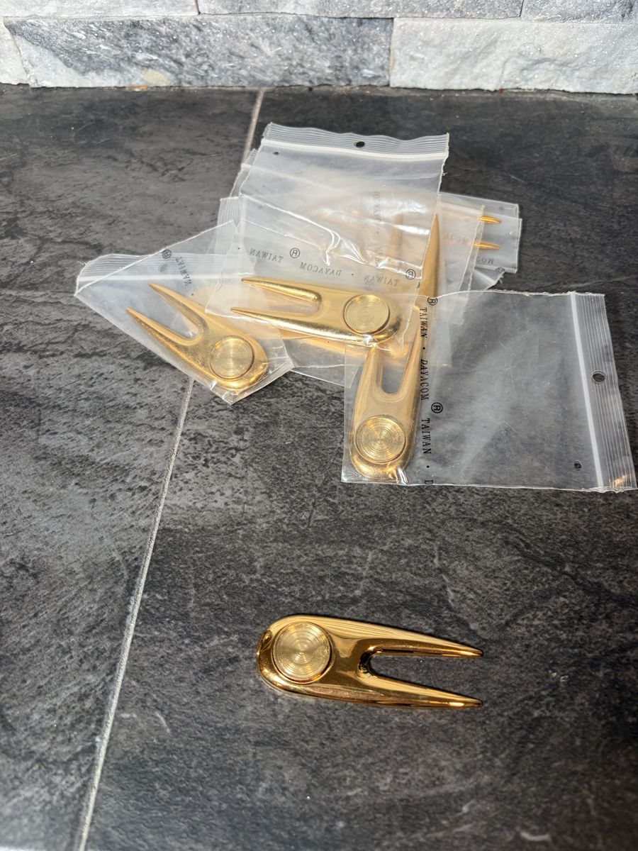 Golf Divot Repair Tool Double Prong With Ball Marker kit Wood turning Set of 12.