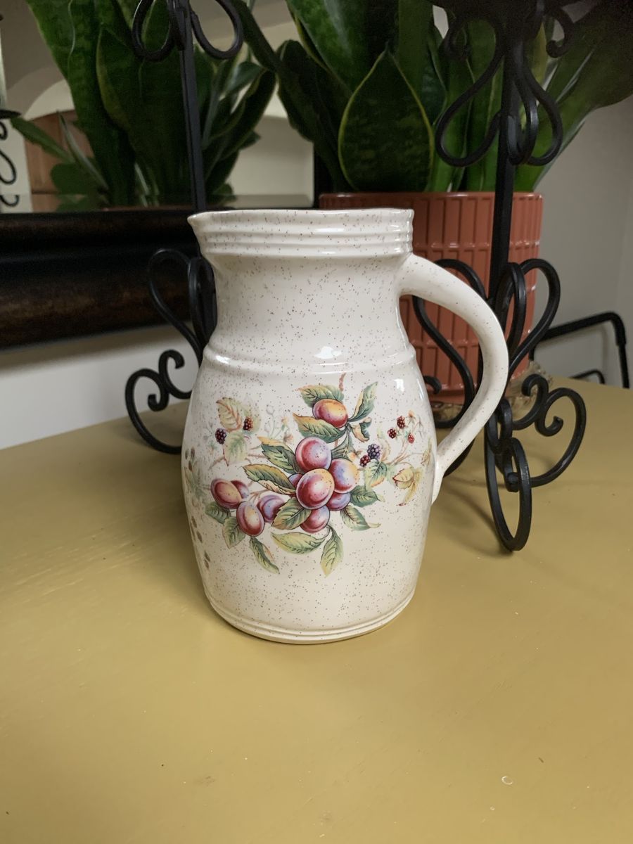 Ceramic Pitcher/Vase With A Fruit Motif