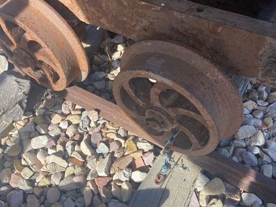 Antique Mining Ore Cart with Wheels - Rustic Industrial Decor Piece