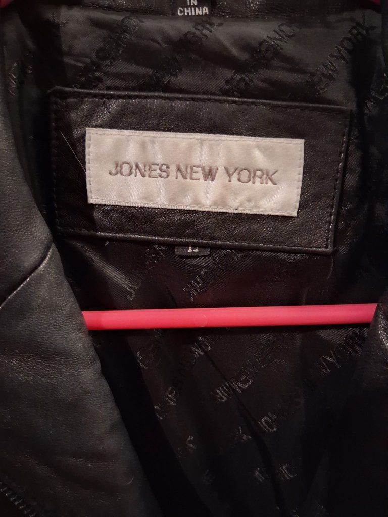 Jones New York Women's Black Genuine Leather Blazer Jacket - Size L (20" Chest)