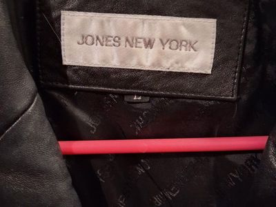 Jones New York Women's Black Genuine Leather Blazer Jacket - Size L (20" Chest)