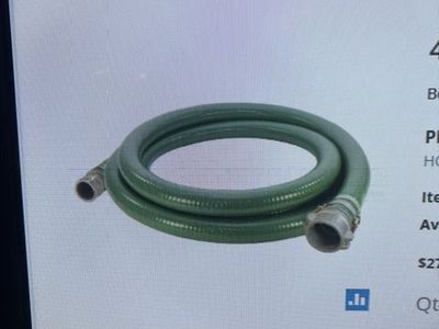 4" water suction hose 20ft long by ABBOTT w/Camlock fittings