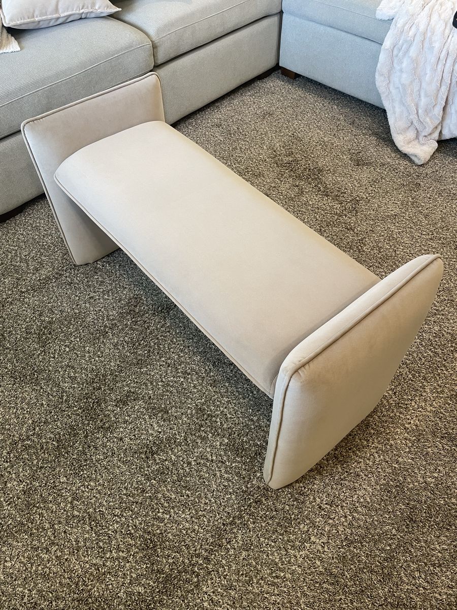Modern Upholstered Bench - Cream Fabric