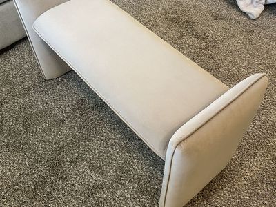 Modern Upholstered Bench - Cream Fabric