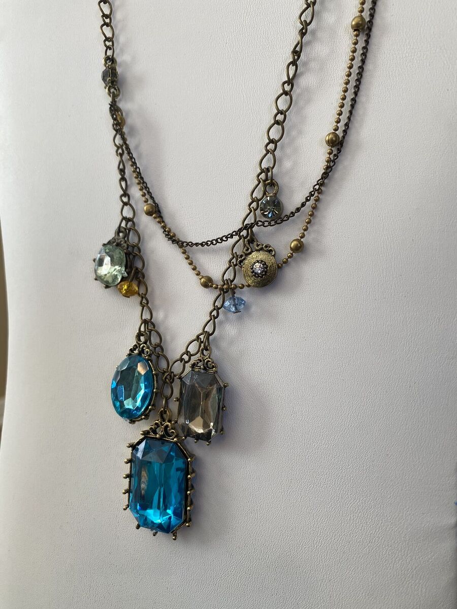 NEW - Gorgeous Gems Layered Necklace- Asymmetrical Shorter Layers Add Extra Interest- See Photos