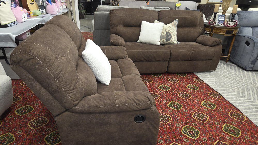 🤎Brown Recliner Sofa and Loveseat Set