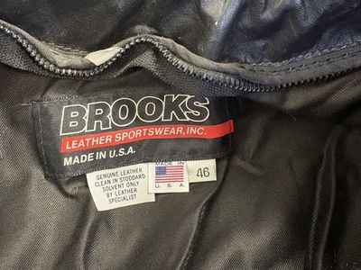 Vintage Brooks Leather Sportswear Black Motorcycle Jacket USA Made Size 44