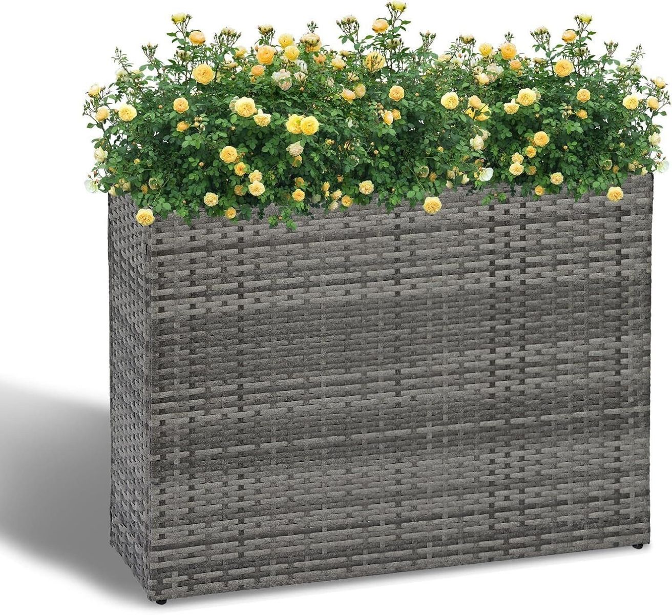 LEWIS&WAYNE Rectangular Planter Box, Gray Woven Rattan Elevated Garden Planter Box