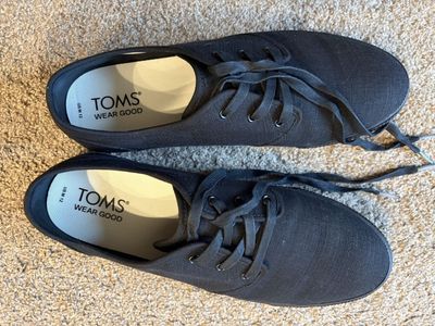 Brand New - Toms Carlo 2.0 Black Canvas Lace-Up Sneaker Men's Size 12