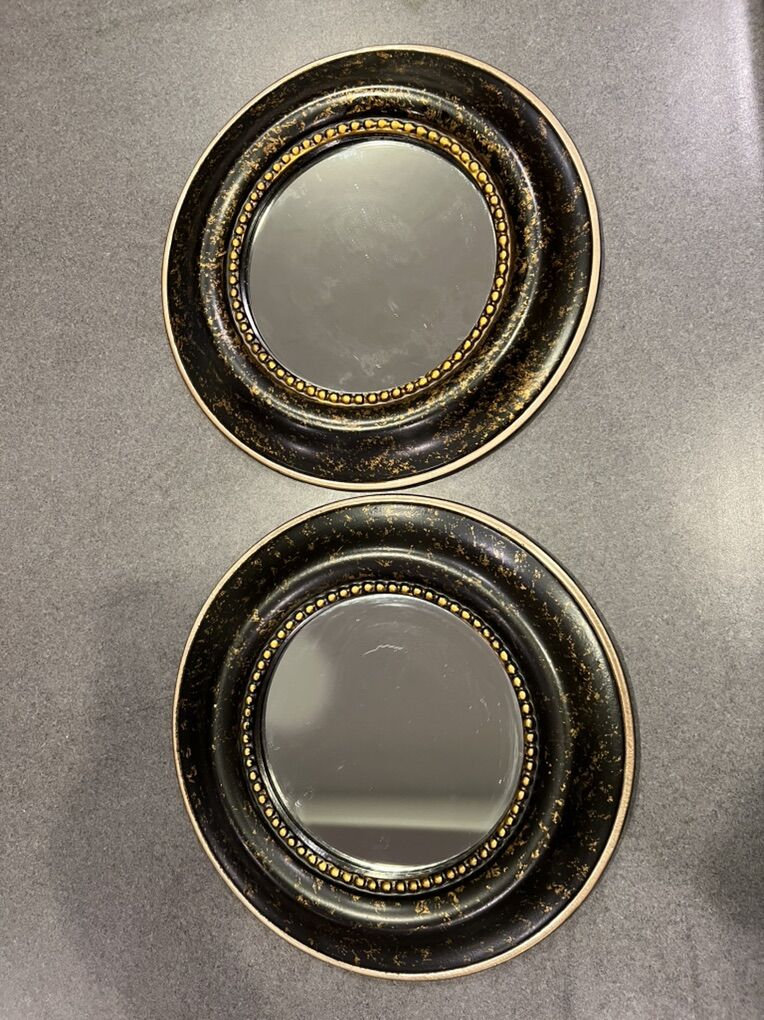 Pair Of 10 Inch Circle Mirrors