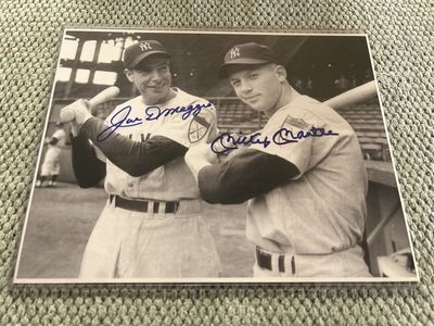 Mickey Mantle & Joe DiMaggio Dual Hand Signed MLB New York Yankees Autograph 8x10 Baseball Certified W/COA Paper Work