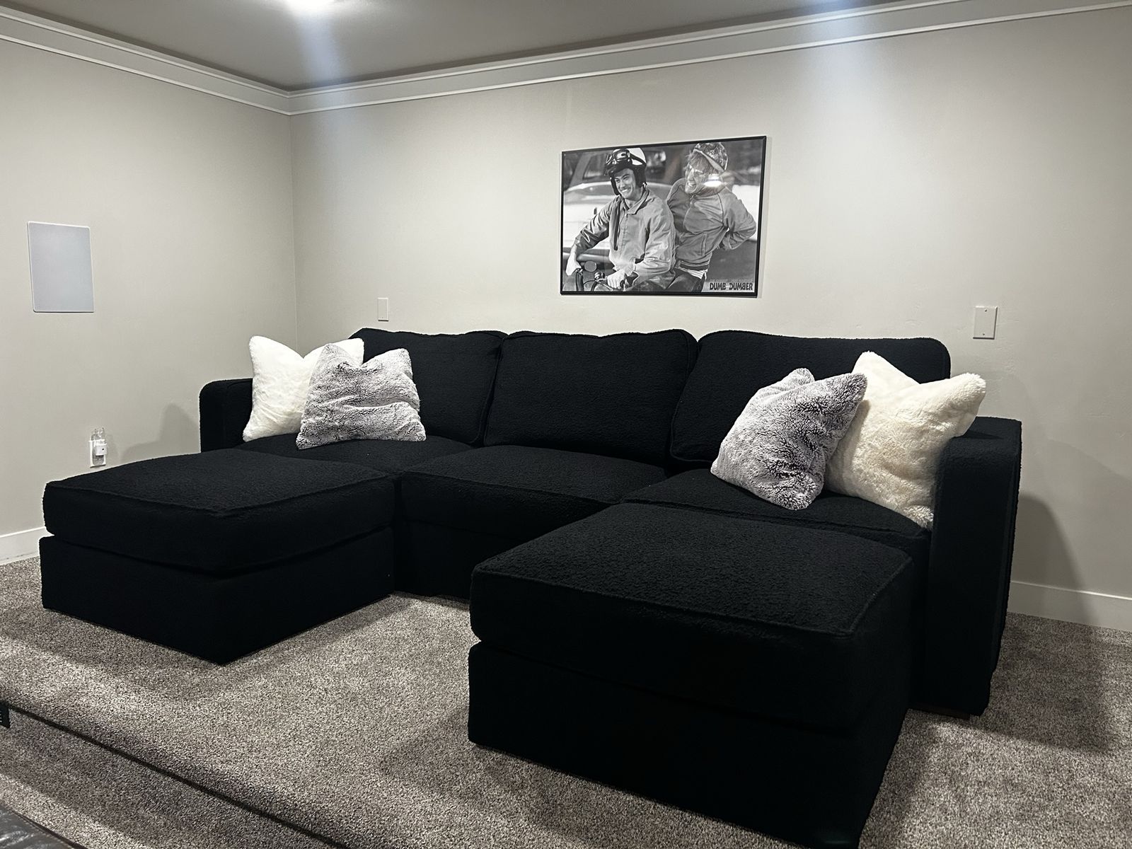 LoveSac Double Ottoman Lounger Sectional in Onyx Boucle