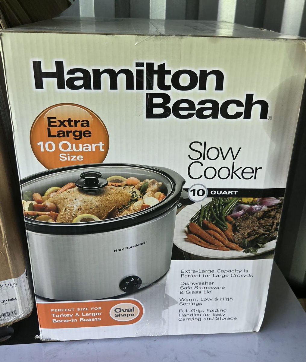Hamilton Beach Extra Large 10 Quart Slow Cooker Oval Shape Stainless Steel Brand New