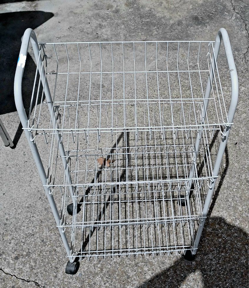 Wire Rolling Cart 3-Tier Storage Utility Basket with Wheels