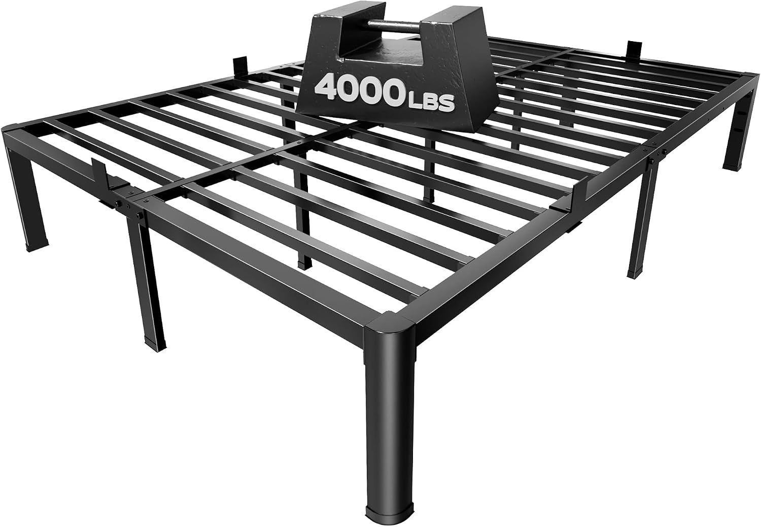 Queen Bed Frame with Charging Station - 14 inch Tall - No Box Spring Needed