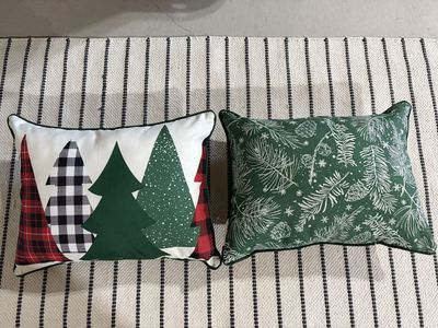 2 Christmas Pillows Indoor/Outdoor