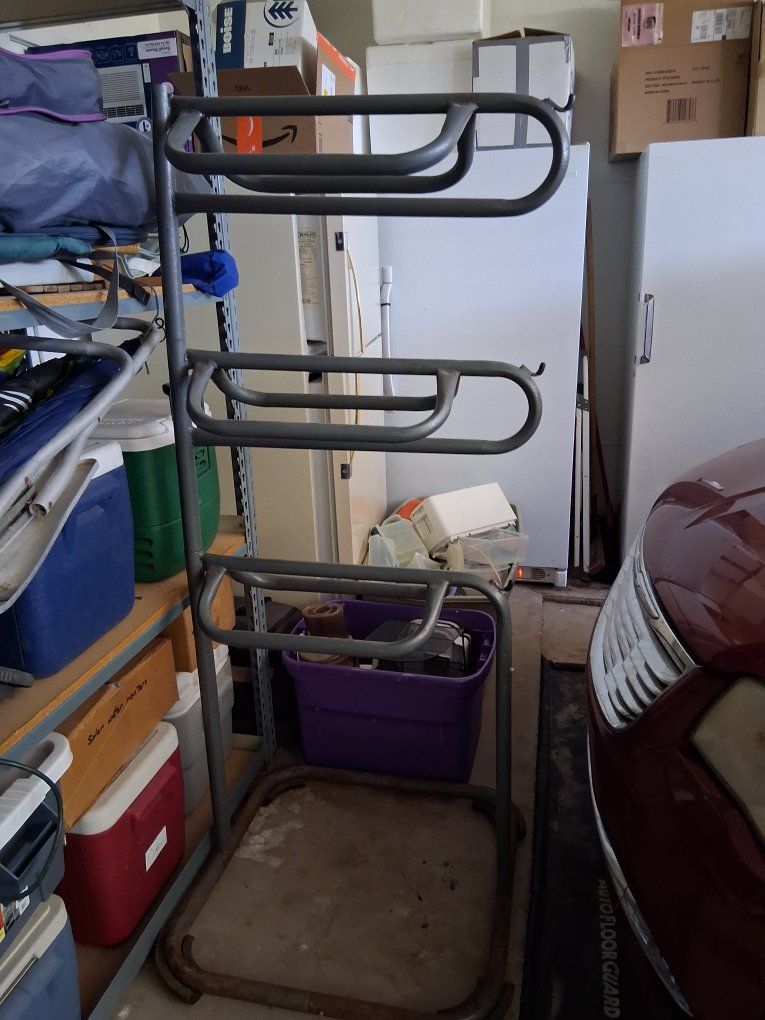 Gray Metal Saddle Rack - 3-Tier Freestanding Organizer for Tack Room or Stable