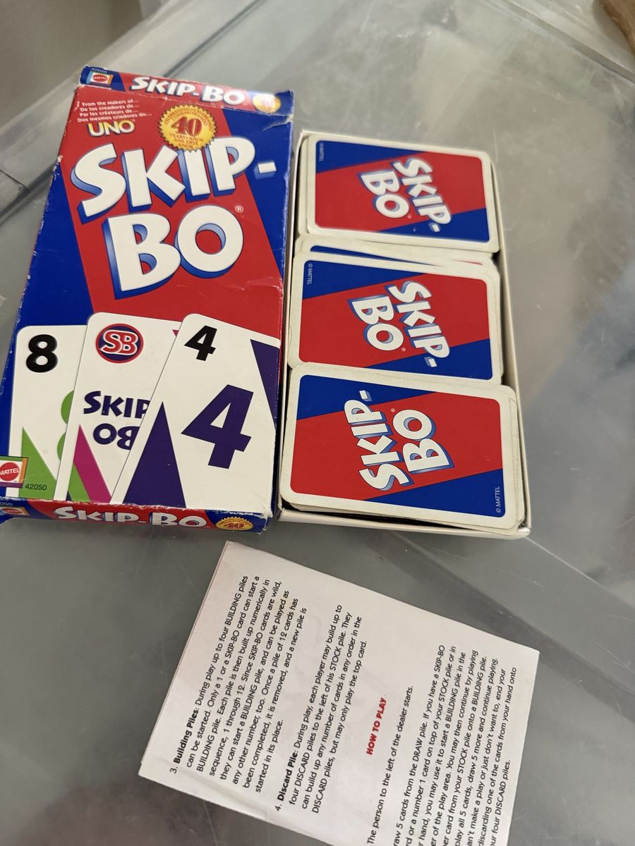 Mattel Skip-Bo 40th Anniversary Card Game - Complete Original Box & Instructions