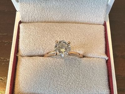 .93 CT RBC F/VS1 Loose LAB Grown Diamond (IGI), 14 KT Rose Gold Classic Solitaire Ring,Size 7+papers