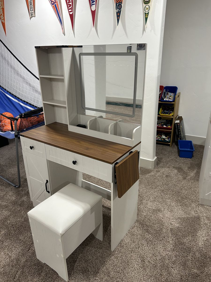 White Farmhouse Vanity Desk