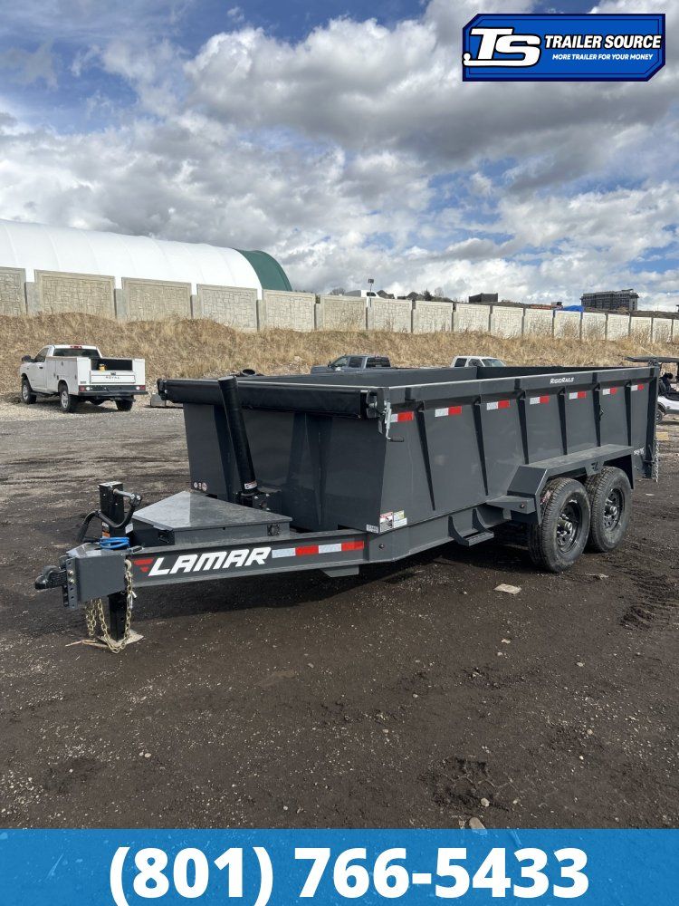 7x14 Lamar DT Dump Trailer - 36" Sides - 14K GVWR - Stabilizer Jacks, Telescopic