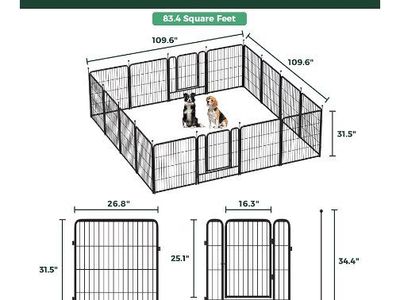 FXW Rollick Unleashed 32" 16-Panel Dog Playpen for Small/Medium Dogs - Indoor/Outdoor Black