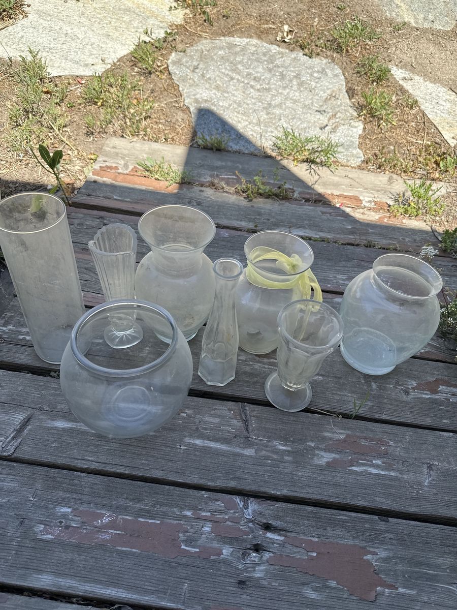 Assorted Clear Glass Vases and Bowls - Various Sizes for Home Decor or Events