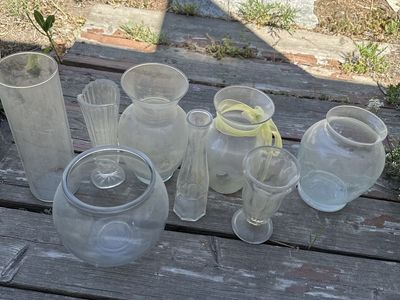 Assorted Clear Glass Vases and Bowls - Various Sizes for Home Decor or Events