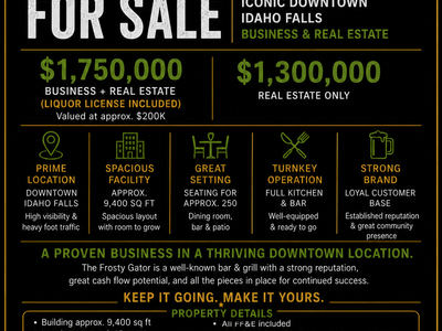 Downtown Idaho Falls restaurant/bar for sale!