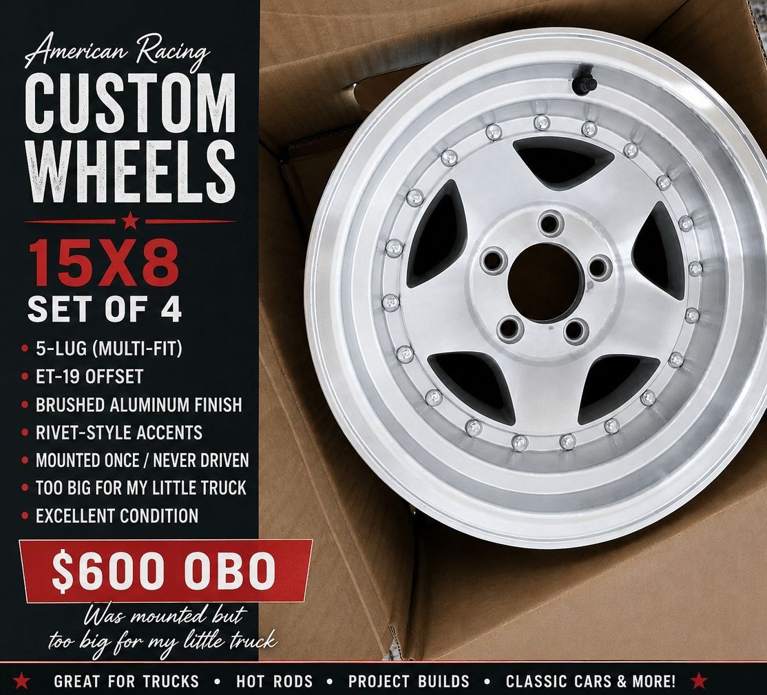 American Racing AR23 15x8 5-Lug ET-19 Offset Brushed Aluminum Wheels (Set of 4)
