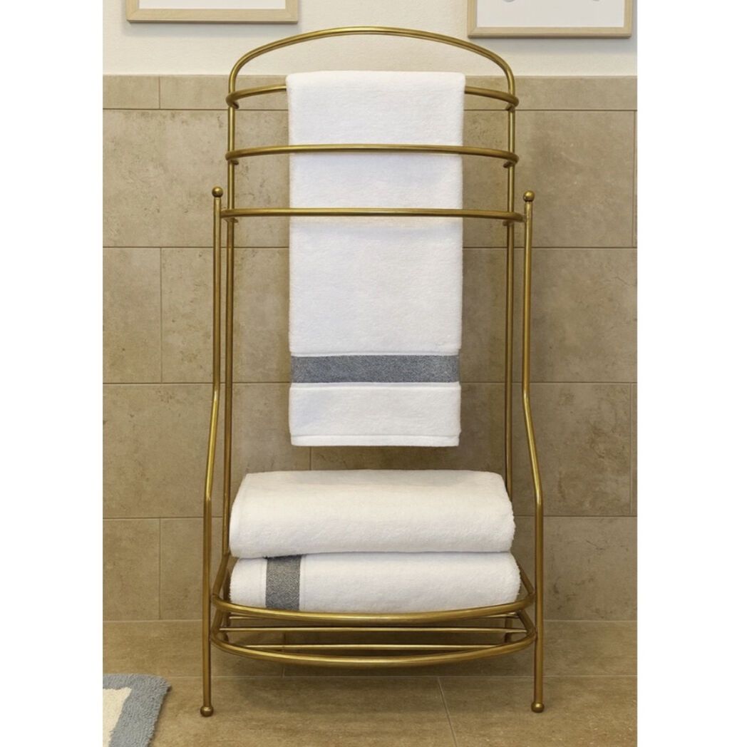 Vintage Hollywood Regency Brass Towel Stand