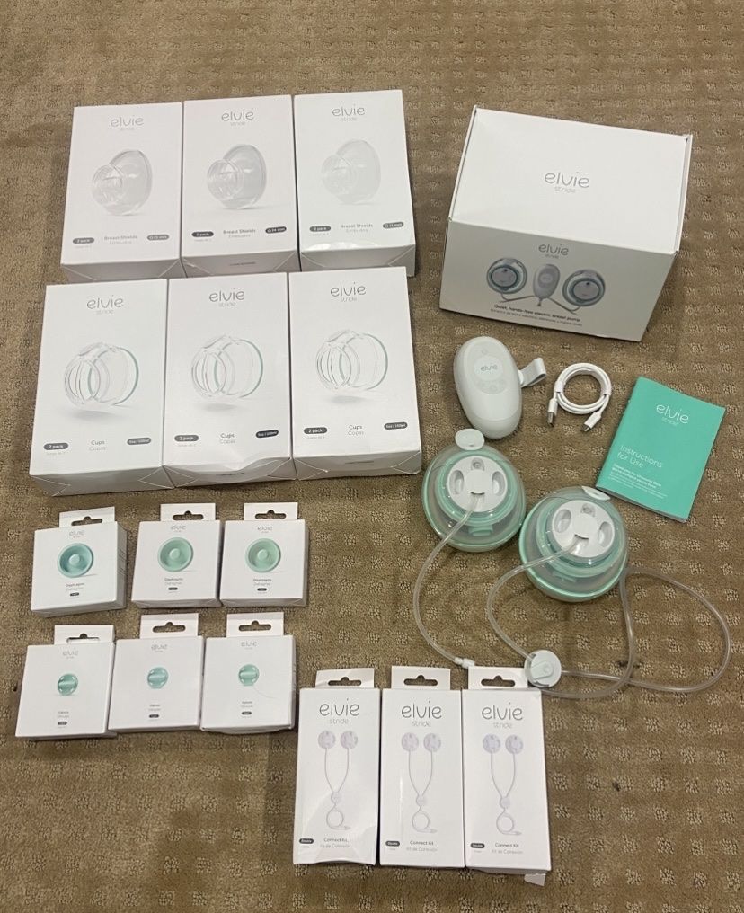 NEW Elvie Stride Hands-Free Smart Electric Breast Pump Bundle with Accessories