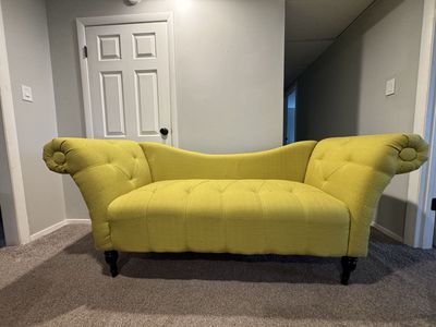 Unique Tufted Yellow/Chartreuse Settee Sofa – 72.5”