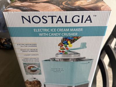 Nostalgia Electric Ice Cream Maker with Candy Crusher, 2 Quart