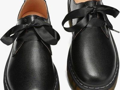 USED - Women Black Lace-up Platform Chunky Loafers Lug Sole Oxford Shoes