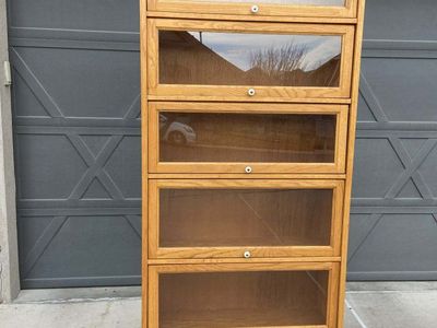 6 shelf older oak barrister bookcase