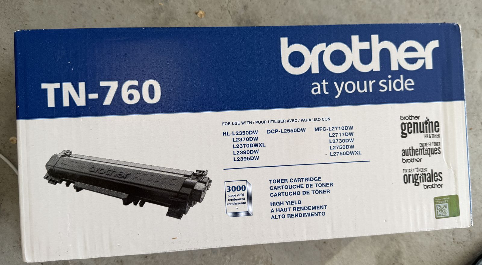 Brother TN-760 Black Toner Brand New