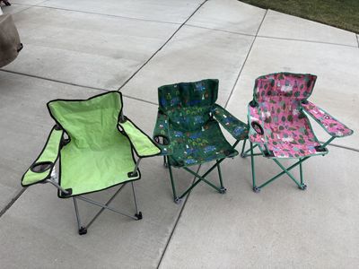 Ozark kids Folding Camp Chairs - Green, Pink, & Green with Camper Print